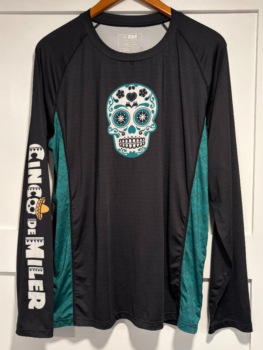 Cinco de Miler Day of the Dead sugar skull running shirt